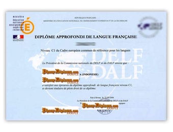 Diplome Approfondi de Langue Francaise - Fake Diploma Sample from France